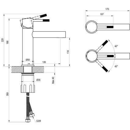 Ravak X070644 - Praustuvo maišytuvas NOX, 19 cm, šlifuoto nerūdijančio plieno