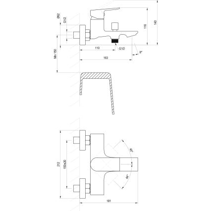 Ravak X070654 - Vonios maišytuvas PLAN šlifuoto grafito