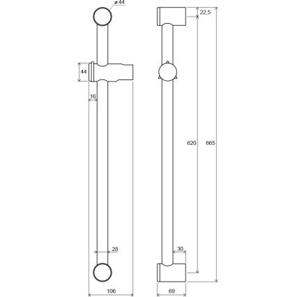 Ravak X07P012 - dušo strypas 66,5 cm, blizgus chromas