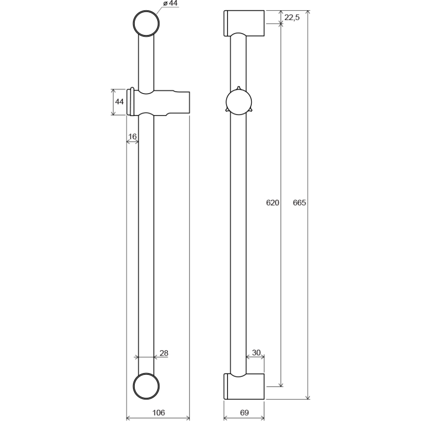 Ravak X07P012 - dušo strypas 66,5 cm, blizgus chromas