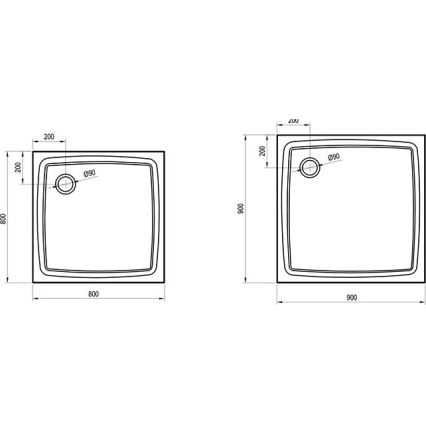 Ravak XA034411010 - Kvadratinis dušo padėklas PERSEUS 80x80 cm baltas