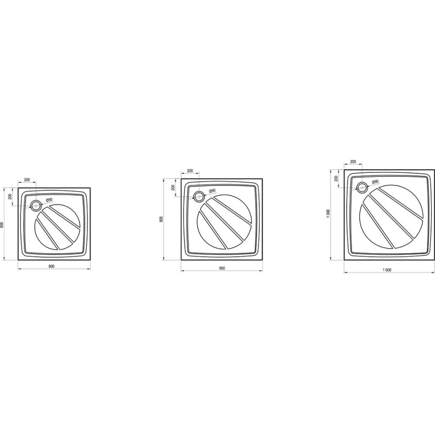 Ravak XA037701010 - Kvadratinis dušo padėklas PERSEUS 90x90 cm baltas