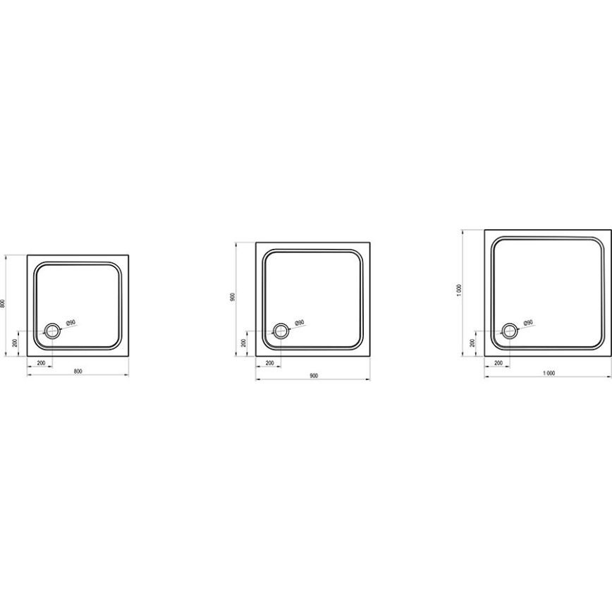 Ravak XA047701010 - Kvadratinis dušo padėklas PERSEUS 90x90 cm baltas