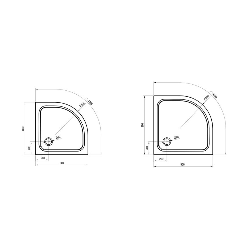 Ravak XA244401010 - Ketvirčio apskritimo dušo padėklas ELIPSO 80x80 cm baltas