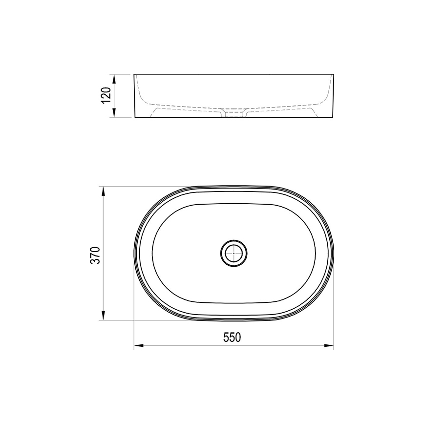 Ravak XJX01155001 - Praustuvas ant stalviršio CERAMIC SLIM 55x37 cm keramika/balta