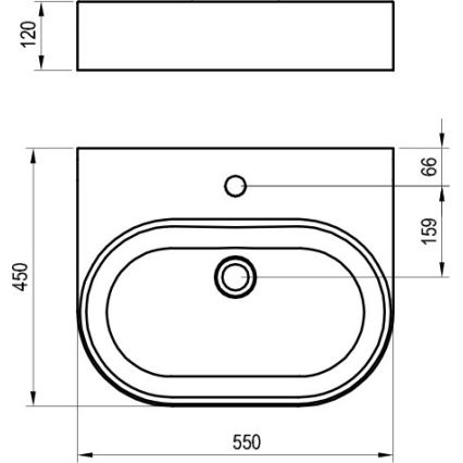 Ravak XJX01155004 - Praustuvas ant stalviršio CERAMIC SLIM 55x45 cm keramika/balta