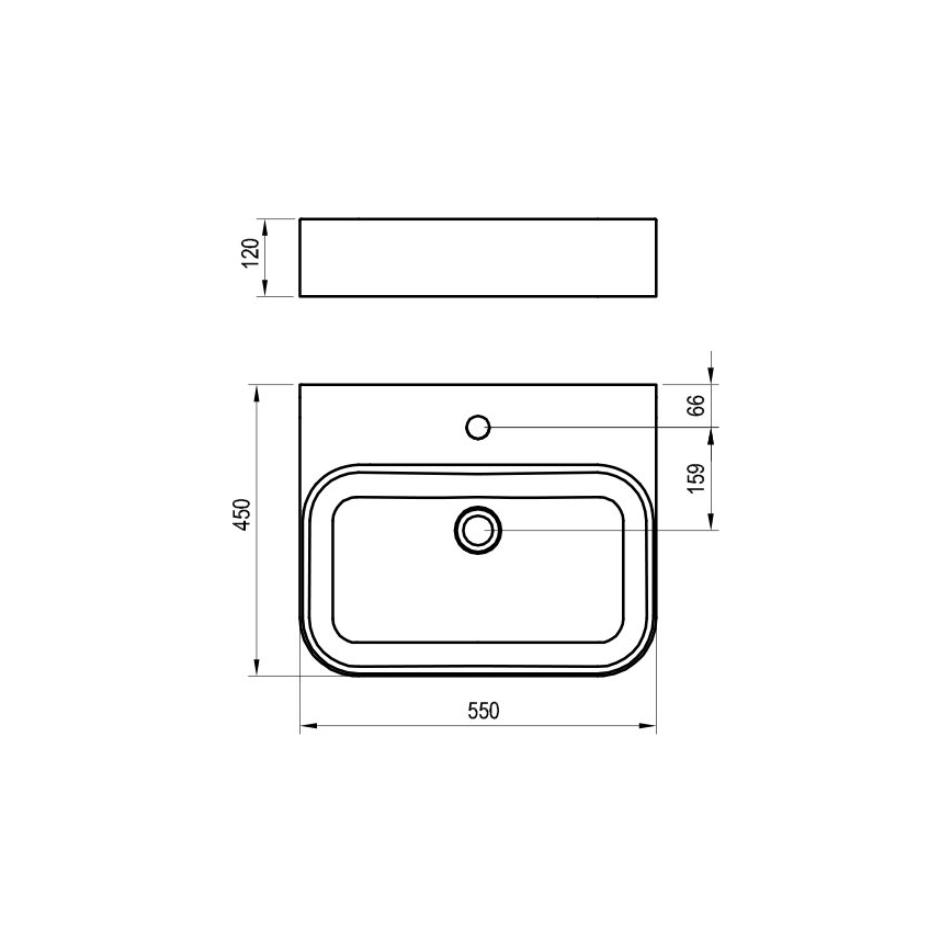 Ravak XJX01155006 - Praustuvas ant stalviršio CERAMIC SLIM 55x45 cm keramika/balta