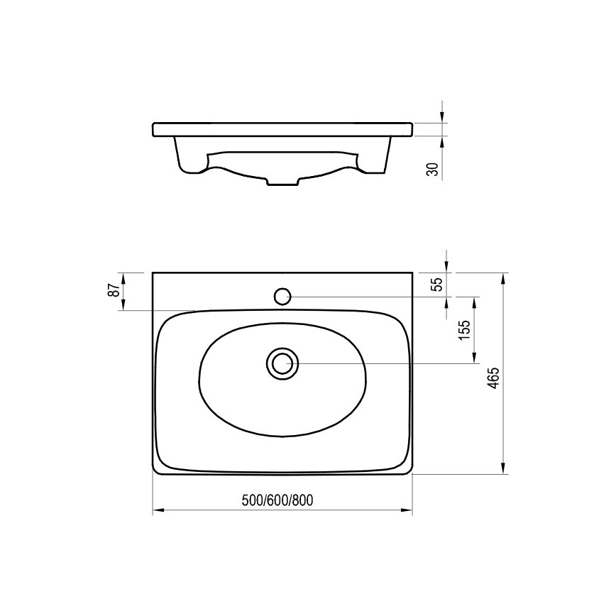Ravak XJX01250000 - Įleidžiamas praustuvas BALANCE 50x46,5 cm keramika/balta