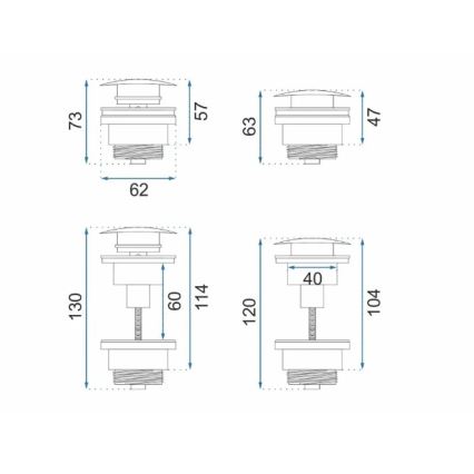 REA-A4100 - Praustuvo Click-Clack vandens uždarymas, skersmuo 6,4 cm, blizgi juoda