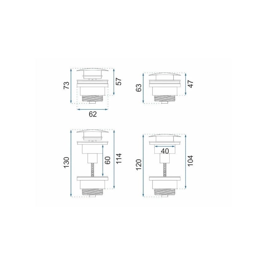 REA-A4100 - Praustuvo Click-Clack vandens uždarymas, skersmuo 6,4 cm, blizgi juoda