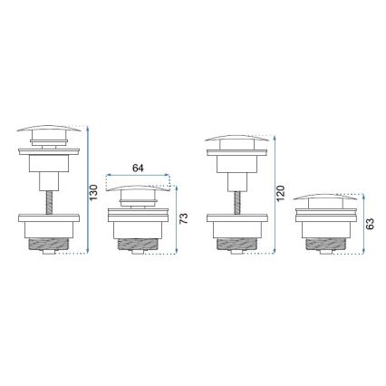 REA-A5217 - Praustuvo uždarymas CLICK-CLACK, skersmuo 6,4 cm, blizgus chromas