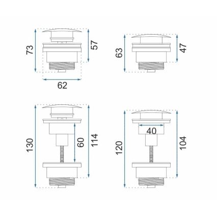 REA-A5632 - Praustuvo nutekėjimo vožtuvas CLICK-CLACK, skersmuo 6,4 cm, šlifuotas varis