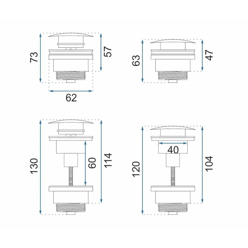 REA-A5632 - Praustuvo nutekėjimo vožtuvas CLICK-CLACK, skersmuo 6,4 cm, šlifuotas varis