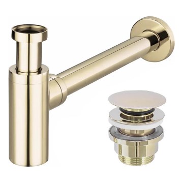 REA-A5692 - Praustuvo sifonas su CLICK-CLACK išleidimo mechanizmu, skersmuo 6,4 cm, auksinis