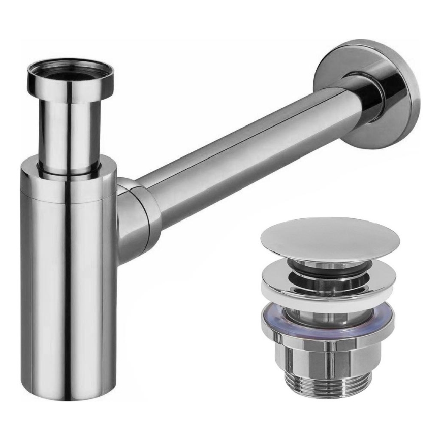 REA-A5693 - Praustuvo sifonas su CLICK-CLACK uždarymo mechanizmu Ø 6,4 cm, blizgus chromas