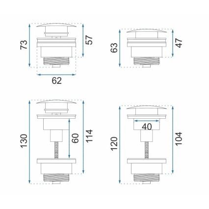 REA-A8110 - Praustuvo CLICK-CLACK išleidimo vožtuvas, Ø 6,4 cm, aukso spalvos