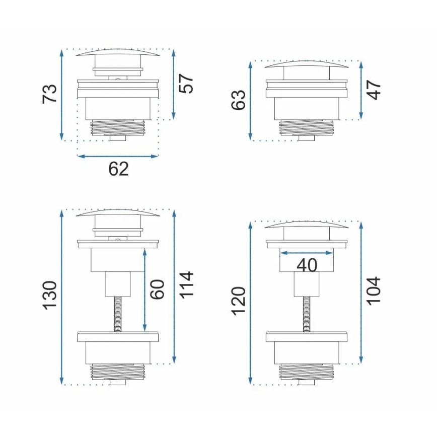 REA-A8110 - Praustuvo CLICK-CLACK išleidimo vožtuvas, Ø 6,4 cm, aukso spalvos