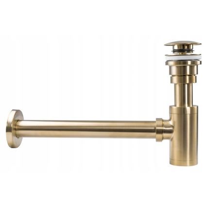 REA-A8586 - Praustuvo sifonas su CLICK-CLACK išleidimo mechanizmu, skersmuo 6,4 cm, šlifuoto aukso spalvos