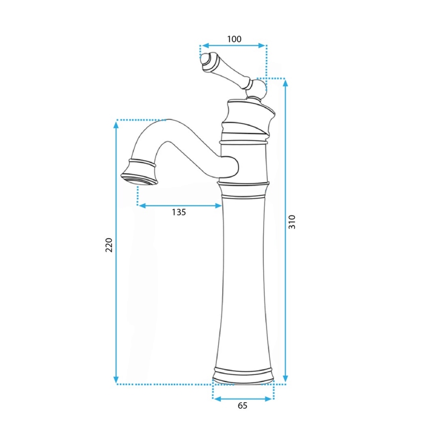 REA-B0227 - Praustuvo maišytuvas VINTAGE OLD 31 cm juodas