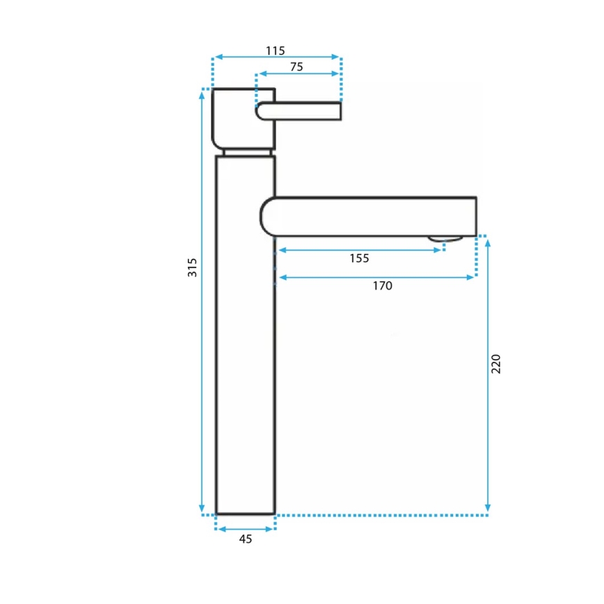 REA-B0229 - Praustuvo maišytuvas TESS 31,5 cm juodas