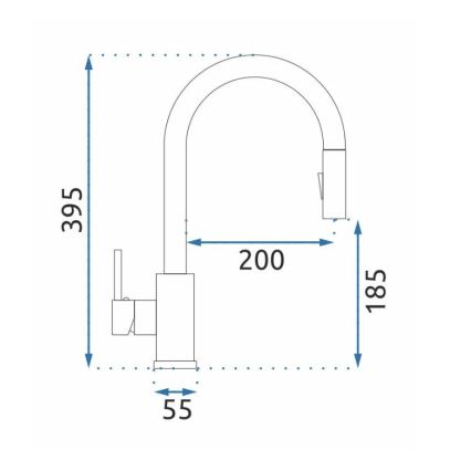 REA-B0669 - Virtuvinis maišytuvas FRESH 39,5 cm su ištraukiama dušo galvute, auksinis