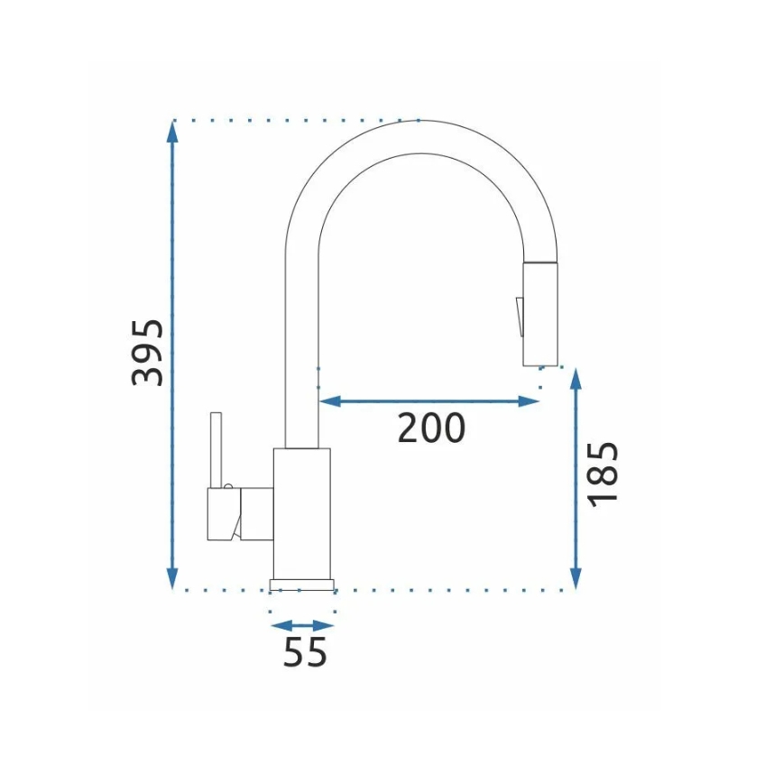 REA-B0669 - Virtuvinis maišytuvas FRESH 39,5 cm su ištraukiama dušo galvute, auksinis