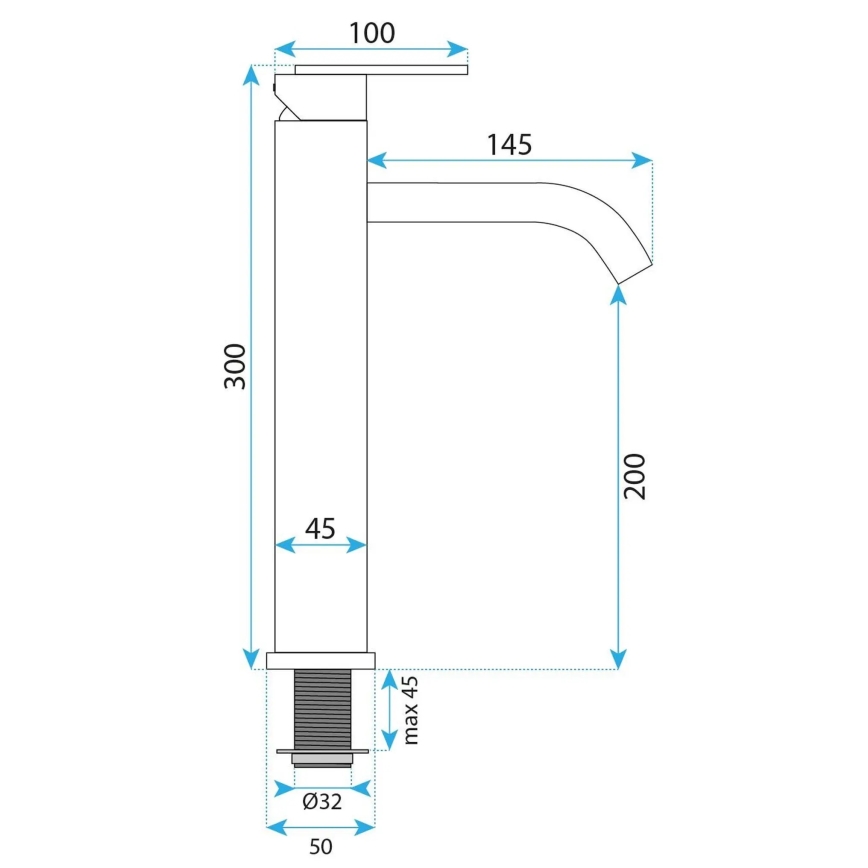 REA-B0971 - Praustuvio maišytuvas ONTARIO 30 cm šlifuotas varis