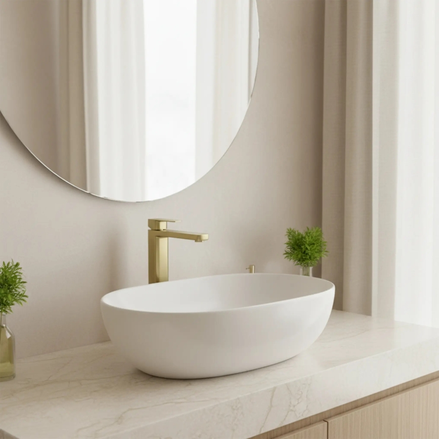 REA-B0977 - Praustuvo maišytuvas ARLO 30 cm šlifuoto aukso spalvos