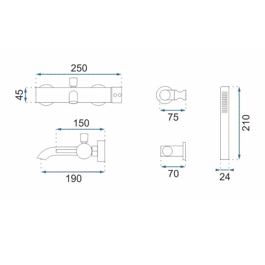 REA-B1115 - Vonios komplektas LUNGO, šlifuoto vario