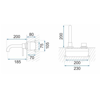 REA-B4109 - LUNGO praustuvo maišytuvas potinkiniam montavimui, šlifuoto aukso