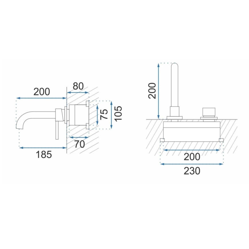 REA-B4109 - LUNGO praustuvo maišytuvas potinkiniam montavimui, šlifuoto aukso