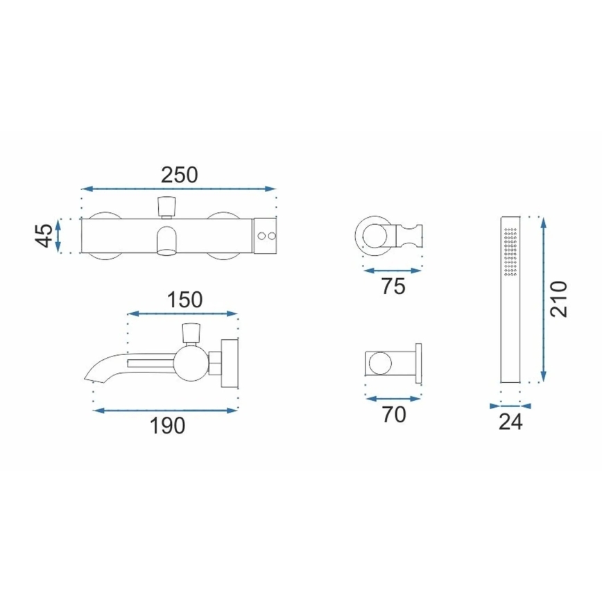 REA-B4422 - Vonios komplektas LUNGO blizgi juoda