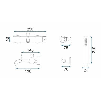 REA-B4567 - Vonios komplektas LUNGO, šlifuotas varis