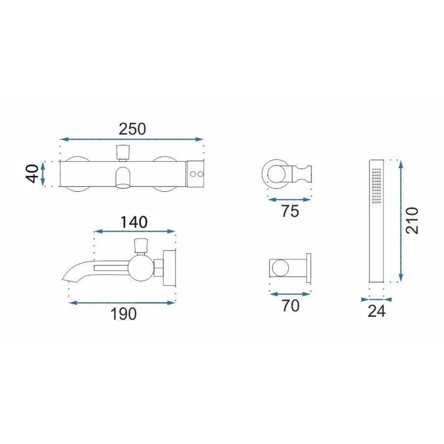 REA-B4567 - Vonios komplektas LUNGO, šlifuotas varis