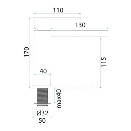 REA-B4589 - Praustuvo maišytuvas ARLO 17 cm, nikeliuotas