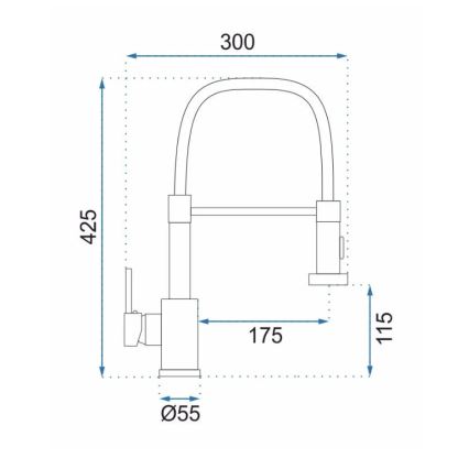 REA-B4820 - Virtuvinis maišytuvas su ištraukiama dušele COLIN 42,5 cm juodas