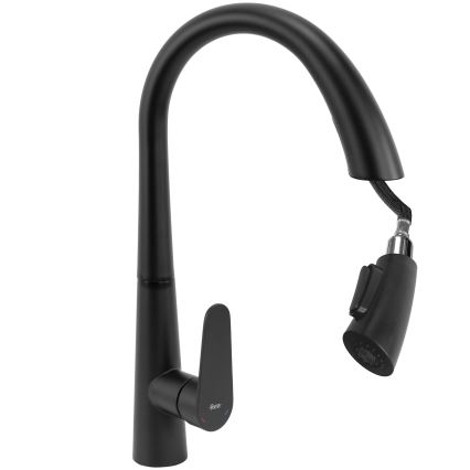 REA-B5313 - Plautuvės maišytuvas su ištraukiamu purkštuku ROSS 43 cm juodas