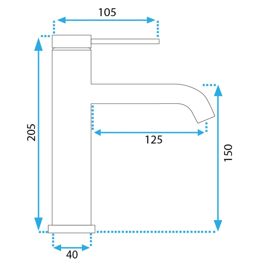 REA-B5324 - Praustuvo maišytuvas CLIF 20,5 cm šlifuotas plienas