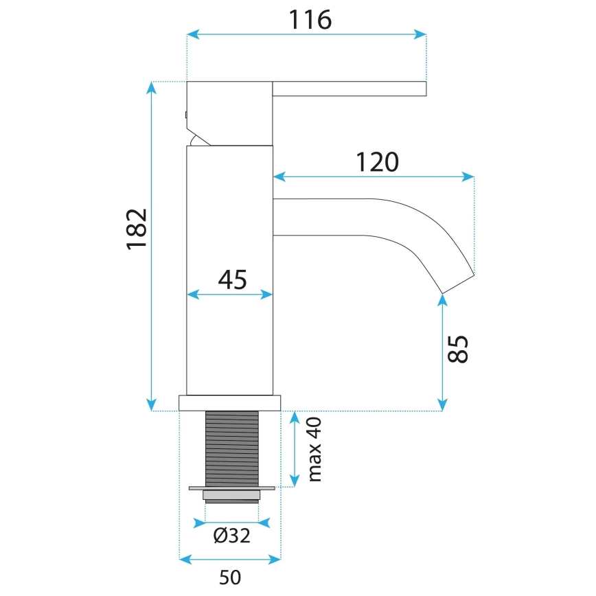 REA-B5504 - Praustuvo maišytuvas ONTARIO 17,5 cm juodas