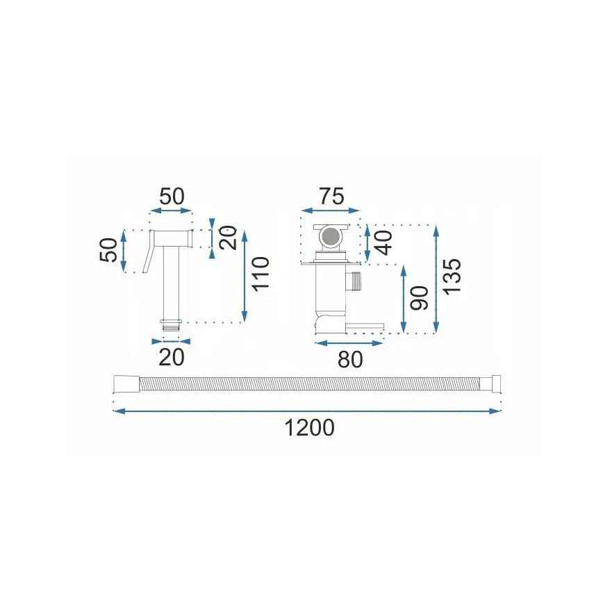 REA-B6311 - Bidetinis maišytuvas su rankiniu dušeliu potinkiniam montavimui LUNGO šlifuoto aukso