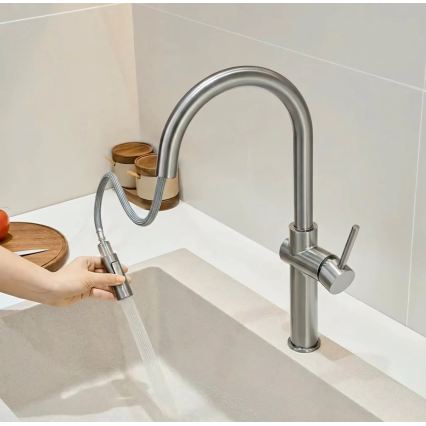 REA-B6330 - Kriauklės maišytuvas FRESH su ištraukiamu purkštuku 45 cm nikelis