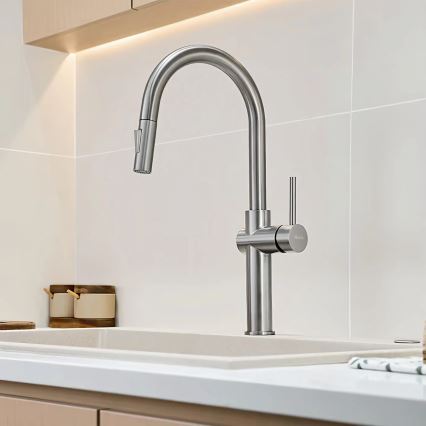 REA-B6330 - Kriauklės maišytuvas FRESH su ištraukiamu purkštuku 45 cm nikelis