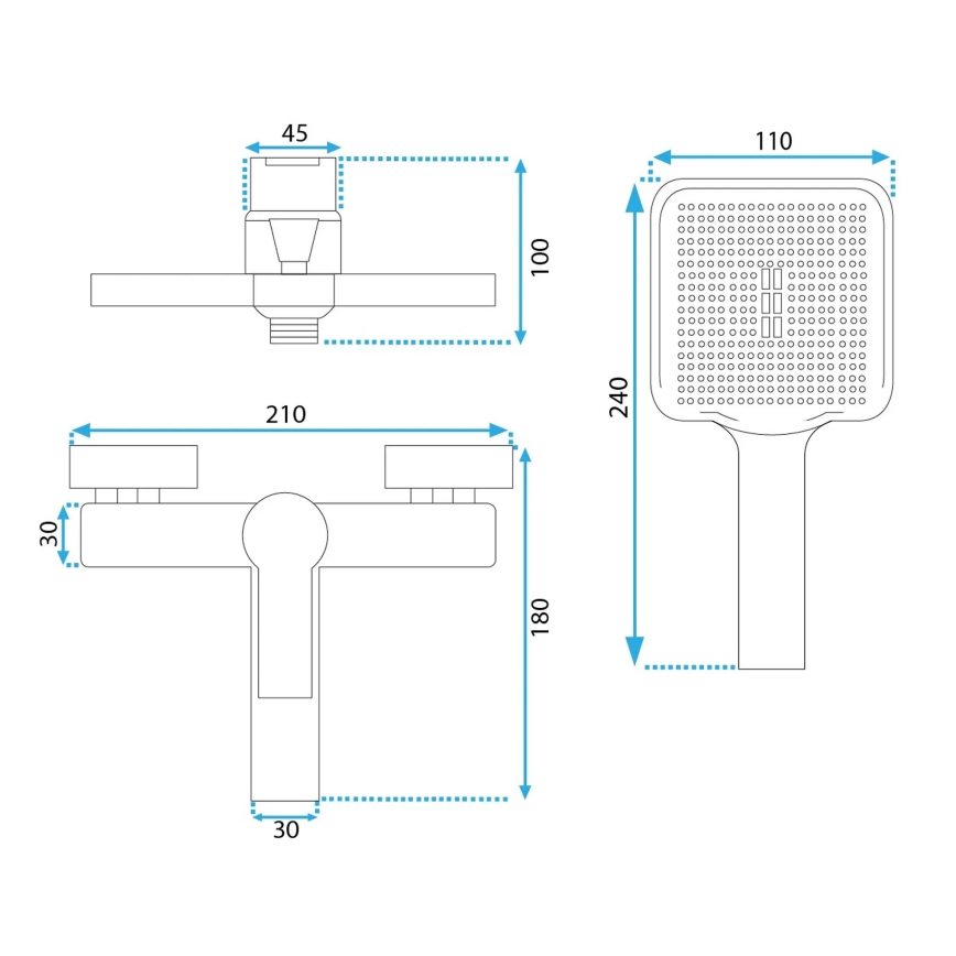 REA-B6407 - Vonios komplektas su maišytuvu ARGUS matinė juoda