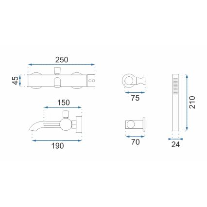 REA-B6635 - LUNGO vonios komplektas aukso spalvos