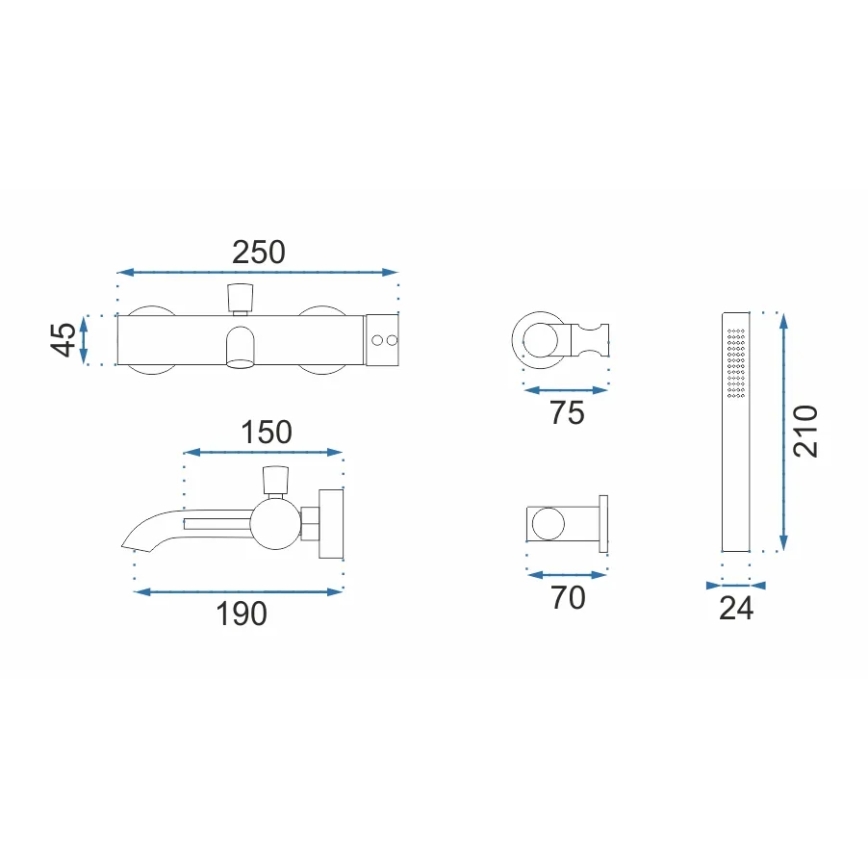 REA-B6641 - Vonios komplektas LUNGO blizgus chromas