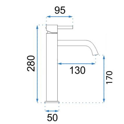 REA-B6896 - Praustuvo maišytuvas LUNGO 28 cm šlifuoto aukso