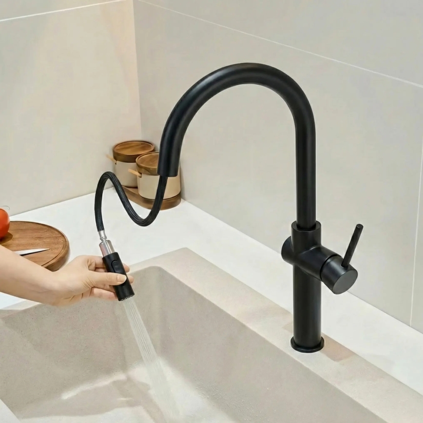 REA-B7200 - Virtuvinis maišytuvas su ištraukiama purkštuko galvute FRESH 45 cm juodas