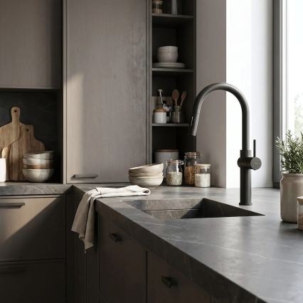 REA-B7200 - Virtuvinis maišytuvas su ištraukiama purkštuko galvute FRESH 45 cm juodas