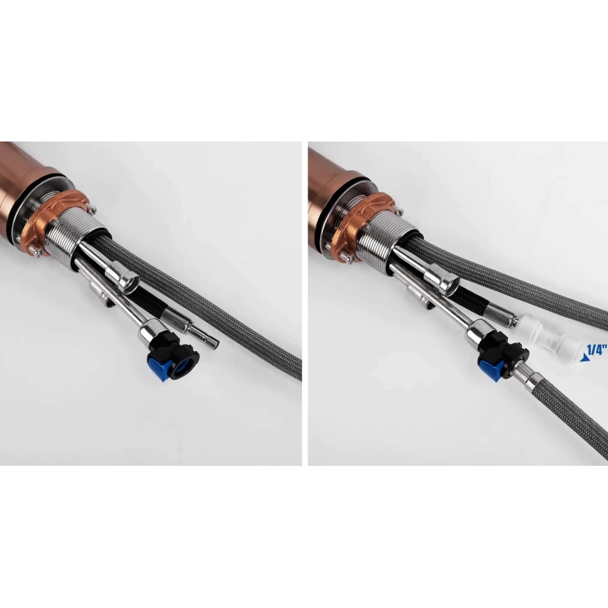 REA-B7436 - Kriauklės maišytuvas su ištraukiama purškimo galvute ir filtru ECO FRESH 37,5 cm vario spalva