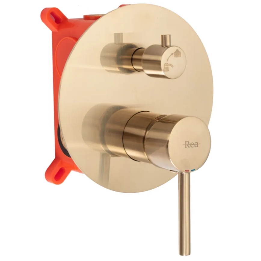 REA-B7503 - Vonios komplektas su potinkiniu maišytuvu LUNGO, šlifuoto aukso